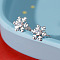 925 Sterling Silver Snowflake Clip-on Earrings, with Clear Cubic Zirconia, Silver, 8.5x4mm