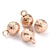 Ion Plating(IP) 304 Stainless Steel Charms, Round, Textured, Rose Gold, 9x6mm, Hole: 1.8mm