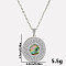 Stylish 304 Stainless Steel Pave Natural Paua Shell Flat Round Pendant Necklaces, Stainless Steel Color, Pendant: 2.5x2.2cm