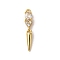 Brass Micro Pave Cubic Zirconia Pendants, Cone, Rack Plating, Long-Lasting Plated, Cadmium Free & Lead Free, Real 18K Gold Plated, 20x3.5x3mm, Hole: 1.2mm
