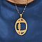 201 Stainless Steel Hollow Rugby Pendant Necklaces, Real 18K Gold Plated, 15.91 inch(40.4cm)