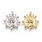 Brass Pendants, with Cubic Zirconia, Flower with Human, Clear, Mixed Color, 21x20x2mm, Hole: 2.5mm