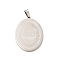 Non-Tarnish 201 Stainless Steel Pendants, Oval with Heart Charm, Stainless Steel Color, 34x25x1.5mm, Hole: 8x4mm