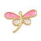 304 Stainless Steel Enamel Pendants, Ion Plating(IP), Real 18K Gold Plated, Dragonfly, 14.5x22x1.5mm, Hole: 1.4mm