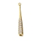 Rack Plating Brass Micro Pave Cubic Zirconia Pendants, Long-Lasting Plated, Lead Free & Cadmium Free, Baseball Charms, with Jump Ring, Real 18K Gold Plated, 46x6x6mm, Hole: 1.5mm