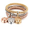 3Pcs Alloy Rhinestone Charm Bangle Set, Stackable Bangles for Women, Tree of Life, Inner Diameter: 2-3/4 inch(7cm)