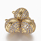 Brass Micro Pave Cubic Zirconia Magnetic Clasps with Loops, Round, Clear, Golden, 16.5x12.5mm, Hole: 1.4mm