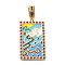 Brass Micro Pave Cubic Zirconia Pendants with Enamel, Cadmium Free & Nickel Free & Lead Free, 
Rectangle, Colorful, 42x25x3mm, Hole: 9x6mm