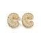 Brass Micro Pave Clear Cubic Zirconia Pendants, Cadmium Free & Nickel Free & Lead Free, Letter C, 21x15.5x7mm, hole: 4x2mm