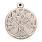 Non-Tarnish 304 Stainless Steel Pendants, Flat Round with Tree of Life, Stainless Steel Color, 35x30x3mm, Hole: 2mm