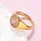 Round Natural Quartz Crystal Chips Finger Rings, 304 Stainless Steel Rings, Real 18K Gold Plated, 10.5mm, Inner Diameter: 17mm