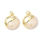 Brass Enamel Pendants, Yin-yang Charm, with Jump Ring, Lead Free & Cadmium Free, Long-Lasting Plated, Real 18K Gold Plated, Rack Plating, Seashell Color, 22.5x19.5x6.5mm, Hole: 3.2mm