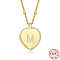 925 Sterling Silver Satellite Chains Pendant Necklaces, Heart, Golden, Letter M, 15.75 inch(40cm)