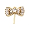 Brass Micro Pave Clear Cubic Zirconia European Dangle Charms Bails, Peg Bails, For Half Drilled Beads, Cadmium Free & Nickel Free & Lead Free, Bowknot Charm, Real 18K Gold Plated, 18.5x20x5mm, Hole: 1.8mm, Pin: 11x1mm