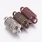 Tibetan Style Alloy Magnetic Clasps with Loops, Column, Mixed Color, 19x8mm, Hole: 2.5mm