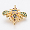 Brass Micro Pave Cubic Zirconia Links, Insect, Colorful, Golden, 15.5x17x2.5mm, Hole: 1.2mm