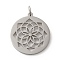 Non-Tarnish 304 Stainless Steel Pendants, with Jump Ring, Flat Round, Stainless Steel Color, Flower, 33x29.5x2mm, Hole: 5.5mm