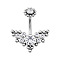 316L Surgical Stainless Steel Cubic Zirconia Wing 15 Gauge Belly Button Rings, Piercing Navel Rings, Curved Barbell Body Jewelry for Women, Stainless Steel Color, Clear, 10mm, Pin: 1.6mm