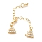Brass Lobster Claw Clasps, Cadmium Free & Nickel Free & Lead Free, with End Chains and Cubic Zirconia Charms, Real 18K Gold Plated, 69mm