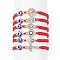 6Pcs 6 Style Resin Evil Eye Braided Bead Bracelets Set, Crystal Rhinestone Tree & Hamsa Hand & Cross Link Bracelets for Women, Red, 1-3/4~3-1/8 inch(4.6~7.9cm), 1Pc/style
