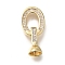 Brass Micro Pave Clear Cubic Zirconia Fold Over Clasps, Cadmium Free & Nickel Free & Lead Free, Oval, Real 18K Gold Plated, 28mm
