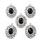 304 Stainless Steel Pendants, Natural Black Onyx(Dyed & Heated) Oval Charms, Stainless Steel Color, 21x15x5.5~6.5mm, Hole: 1.5mm