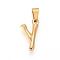 304 Stainless Steel Pendants, Bamboo Style, Letter, Ion Plating(IP), Real 18K Gold Plated, Letter.Y, 19x10x3mm, Hole: 3x7mm
