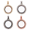 4Pcs 4 Colors Alloy Photo Frame Pendants, with Crystal Resin Rhinestone, Cadmium Free & Lead Free, Flat Round, Mixed Color, 25mm