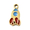304 Stainless Steel Enamel Charms, Ion Plating(IP), Rocket Charm, Real 18K Gold Plated, Dark Red, 12x6x1mm, Hole: 1.5mm