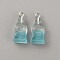 Gradient Color Transparent Resin Pendants, Beverage Bottle Charms, with Platinum Tone Iron Loops for DIY Necklace, Sky Blue, 22x9.5x6.5mm, Hole: 2mm
