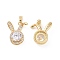 Brass Micro Pave Clear Cubic Zirconia Pendants, Cadmium Free & Nickel Free & Lead Free, Rabbit Charms, Real 18K Gold Plated, 19x16.5x6mm, Hole: 2.7x5mm