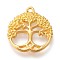 Alloy Pendants, Cadmium Free & Lead Free, Flat Round with Tree of Life, Golden, 26x23x2.5mm, Hole: 1.8mm