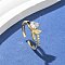 Fishtail with Heart Clear Cubic Zirconia Cuff Rings, Brass Jewelry for Women, Long-Lasting Plated, Rack Plating, Lead Free and Cadmium Free, Real 18K Gold Plated, 7.5mm, Inner Diameter: 17mm