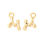 Brass Charms, Real 18K Gold Plated, Letter M, 12x9.5x3mm, hole: 2.5mm