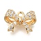 Brass Micro Pave Cubic Zirconia Pendants, Bowknot Charms, Golden, 9x13x5mm, Hole: 1.5mm