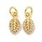 Brass Micro Pave Clear Cubic Zirconia Charms, Cadmium Free & Nickel Free & Lead Free, Leaf, Golden, 12.5x6x1.5mm, Hole: 3mm