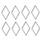 Brass Linking Rings, Open Back Bezel, Rhombus, Nickel Free, Real Platinum Plated, 16x9x1mm