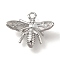 Anti-Tarnish 304 Stainless Steel Charms, Bees Charm, Stainless Steel Color, 11x14.5x6.8mm, Hole: 1.4mm