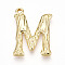 304 Stainless Steel Pendants, Letter Charms, Letter M, 22x17x3mm, Hole: 1.6mm