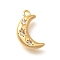 Brass Micro Pave Cubic Zirconia Pendants, Moon Charms, Real 18K Gold Plated, 15x9x4mm, Hole: 1.2mm
