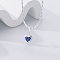 925 Sterling Silver Pave Cubic Zirconia Birthstone Heart Pendant Necklaces for Women, Silver Color Plated, Blue, 15.75 inch(40cm)