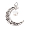 3Pcs Tibetan Style Alloy Moon Pendants, Hollow Moon Charms with Star Natural Freshwater Shell, Antique Silver, 40mm