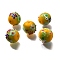Handmade Lampwork Beads, Round with Bird & Flower, Gold, 16~16.5x15.5~16mm, Hole: 2.5~2.6mm