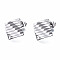 Left and Right Non-Tarnish 304 Stainless Steel Stud Earring Findings, with Ear Nuts/Earring Backs, Rhombus, Stainless Steel Color, 16x16.5mm, Hole: 1.4mm, Pin: 0.5mm