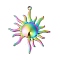 Ion Plating(IP) 304 Stainless Steel Pendants, Sun Charms, Rainbow Color, 45x37x3.5mm, Hole: 2mm