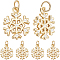 10Pcs Christmas Rack Plating Brass Pendants, with Clear Cubic Zirconia, Long-Lasting, Snowflake, Real 18K Gold Plated, 18.5x12.5x2mm