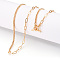Brass Twist Chain & Paperclip Chain Necklaces, AB Chains, with OT Clasps, Real 18K Gold Plated, 17.87x0.08x0.04 inch(454x2x1mm)