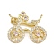 Brass Micro Pave Clear Cubic Zirconia Pendants, Bicycle Charms, Long-Lasting Plated, Rack Plating, Lead Free & Cadmium Free, Real 18K Gold Plated, 17.5x21x4mm, Hole: 0.9mm