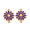 304 Stainless Steel Enamel Links Connectors, Ion Plating(IP), Golden, Flower, Dark Violet, 21x15.5x2mm, Hole: 1.4mm