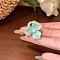 Acrylic and Imitation Pearl Finger Rings for Women, Flower, Pale Turquoise, Inner Diameter: 17mm